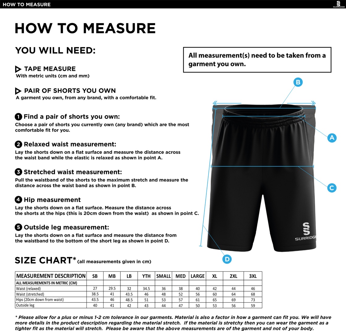 Elford CC - Blade Shorts - Size Guide